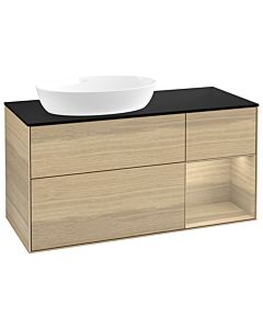 Villeroy und Boch Finion Villeroy und Boch GA52PCPC 120cm, plaque de recouvrement noir mat, Emotion, étagères Oak Veneer , Oak Veneer