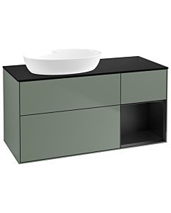 Villeroy und Boch Finion Waschtischunterschrank GA52PDGM 120cm, Abdeckplatte black matt, Emotion, Regale Black matt lacquer, Olive Matt Lacquer
