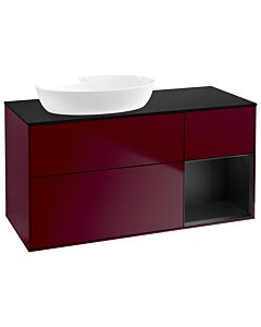 Villeroy und Boch Finion Villeroy und Boch GA52PDHB 120cm, plaque de recouvrement noire mate, Emotion, étagères Peony Matt noir mat, Peony Matt