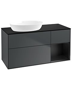 Villeroy und Boch Finion Villeroy und Boch GA52PDHG 120cm, plaque de recouvrement noir mat, Emotion, étagères laqué noir mat, Midnight Blue Matt Lacquer