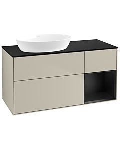 Villeroy und Boch Finion Waschtischunterschrank GA52PDHH 120cm, Abdeckplatte black matt, Emotion, Regale Black matt lacquer, Sand Matt Lacquer