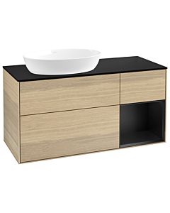 Villeroy und Boch Finion Villeroy und Boch Finion GA52PDPC 120cm, cover plate black matt, Emotion, shelves black matt lacquer, Oak Veneer