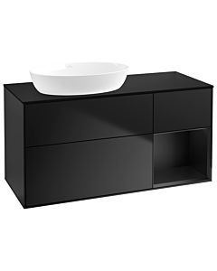 Villeroy und Boch Finion Villeroy und Boch GA52PDPD 120cm, plaque de recouvrement noir mat, Emotion, étagères Laque noire mate, Laque noire mate