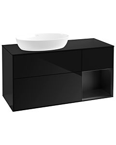 Villeroy und Boch Finion Waschtischunterschrank GA52PDPH 120cm, Abdeckplatte black matt, Emotion, Regale Black matt lacquer, Glossy Black Lacquer