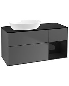Villeroy und Boch Finion Villeroy und Boch Finion GA52PHGK 120cm, cover plate black matt, Emotion, shelves Glossy black lacquer, anthracite matt