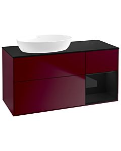Villeroy und Boch Finion Villeroy und Boch GA52PHHB 120cm, plaque de recouvrement noire mate, Emotion, étagères Peony Matt noir brillant, Peony Matt