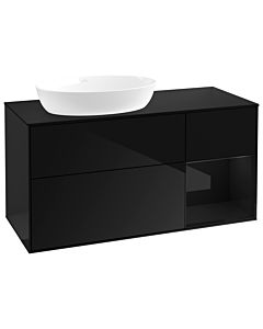 Villeroy und Boch Finion Waschtischunterschrank GA52PHPH 120cm, Abdeckplatte black matt, Emotion, Regale Glossy black lacquer, Glossy Black Lacquer