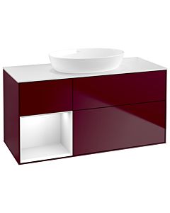 Villeroy und Boch Finion Waschtischunterschrank GA61GFHB 120cm, Abdeckplatte white matt, Emotion, Regale Glossy white lacquer, Peony Matt