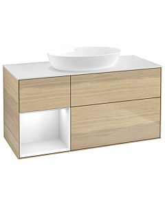 Villeroy und Boch Finion Villeroy und Boch Finion GA61GFPC 120cm, cover plate white matt, Emotion, shelves Glossy white lacquer, Oak Veneer
