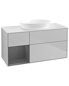 Villeroy und Boch Finion Waschtischunterschrank GA61GKGJ 120cm, Abdeckplatte white matt, Emotion, Regale Anthracite matt lacquer, Light grey matt