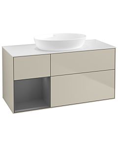 Villeroy und Boch Finion Waschtischunterschrank GA61GKHH 120cm, Abdeckplatte white matt, Emotion, Regale Anthracite matt lacquer, Sand Matt Lacquer
