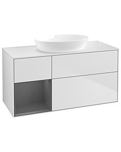 Villeroy und Boch Finion Waschtischunterschrank GA61GKMT 120cm, Abdeckplatte white matt, Emotion, Regale Anthracite matt lacquer, White matt lacquer