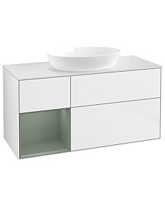 Villeroy und Boch Finion Villeroy und Boch Finion GA61GMGF 120cm, cover plate white matt, Emotion, shelves olive matt lacquer, glossy white lacquer