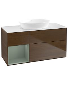 Villeroy und Boch Finion Villeroy und Boch Finion GA61GMGN 120cm, cover plate white matt, Emotion, shelves olive matt lacquer, walnut veneer