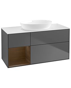 Villeroy und Boch Finion Villeroy und Boch Finion GA61GNGK 120cm, cover plate white matt, Emotion, shelves Walnut Veneer , anthracite matt