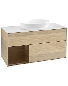 Villeroy und Boch Finion Waschtischunterschrank GA61GNPC 120cm, Abdeckplatte white matt, Emotion, Regale Walnut Veneer, Oak Veneer