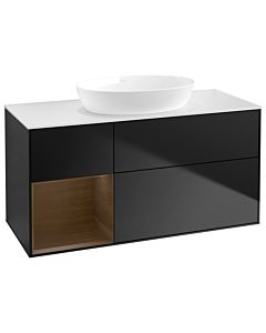 Villeroy und Boch Finion Villeroy und Boch Finion GA61GNPD 120cm, cover plate white matt, Emotion, shelves Walnut Veneer , black matt lacquer