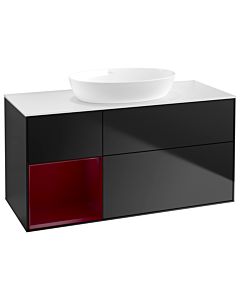 Villeroy und Boch Finion Waschtischunterschrank GA61HBPD 120cm, Abdeckplatte white matt, Emotion, Regale Peony matt lacquer, Black matt lacquer