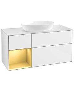 Villeroy und Boch Finion Villeroy und Boch Finion GA61HFGF 120cm, cover plate white matt, Emotion, shelves gold matt lacquer, glossy white lacquer