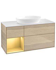 Villeroy und Boch Finion Villeroy und Boch Finion GA61HFPC 120cm, cover plate white matt, Emotion, shelves gold matt lacquer, Oak Veneer