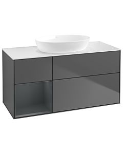 Villeroy und Boch Finion Waschtischunterschrank GA61HGGK 120cm, Abdeckplatte white matt, Emotion, Regale Midnight matt lacquer, Anthracite matt
