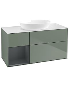 Villeroy und Boch Finion Villeroy und Boch Finion GA61HGGM 120cm, cover plate white matt, Emotion, shelves Midnight matt lacquer, Olive Matt Lacquer