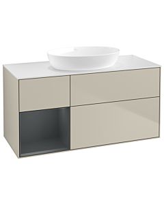 Villeroy und Boch Finion Waschtischunterschrank GA61HGHH 120cm, Abdeckplatte white matt, Emotion, Regale Midnight matt lacquer, Sand Matt Lacquer