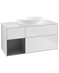 Villeroy und Boch Finion Waschtischunterschrank GA61HGMT 120cm, Abdeckplatte white matt, Emotion, Regale Midnight matt lacquer, White matt lacquer