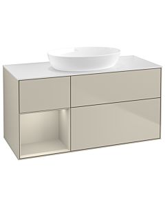 Villeroy und Boch Finion Waschtischunterschrank GA61HHHH 120cm, Abdeckplatte white matt, Emotion, Regale sand matt lacquer, Sand Matt Lacquer