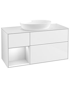 Villeroy und Boch Finion Waschtischunterschrank GA61MTGF 120cm, Abdeckplatte white matt, Emotion, Regale White matt lacquer, Glossy white lacquer