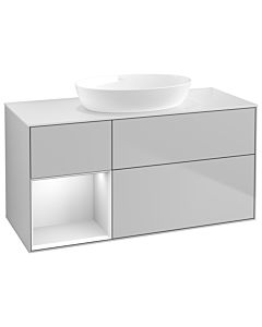 Villeroy und Boch Finion Waschtischunterschrank GA61MTGJ 120cm, Abdeckplatte white matt, Emotion, Regale White matt lacquer, Light grey matt