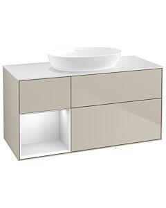 Villeroy und Boch Finion Waschtischunterschrank GA61MTHH 120cm, Abdeckplatte white matt, Emotion, Regale White matt lacquer, Sand Matt Lacquer