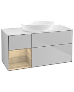 Villeroy und Boch Finion Villeroy und Boch GA61PCGJ 120cm, plaque de recouvrement blanc mat, Emotion, étagères Oak Veneer , gris clair mat