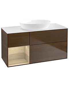 Villeroy und Boch Finion Waschtischunterschrank GA61PCGN 120cm, Abdeckplatte white matt, Emotion, Regale Oak Veneer, Walnut veneer