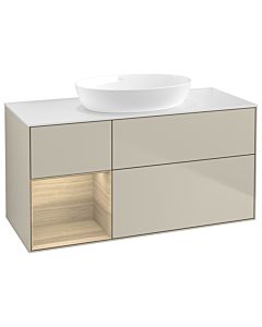 Villeroy und Boch Finion Waschtischunterschrank GA61PCHH 120cm, Abdeckplatte white matt, Emotion, Regale Oak Veneer, Sand Matt Lacquer