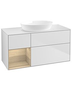 Villeroy und Boch Finion Villeroy und Boch GA61PCMT 120cm, plaque de recouvrement blanc mat, Emotion, étagères Oak Veneer , laqué blanc mat