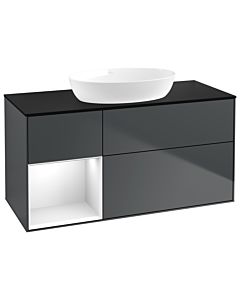 Villeroy und Boch Finion Waschtischunterschrank GA62GFHG 120cm, Abdeckplatte black matt, Emotion, Regale Glossy white lacquer, Midnight Blue Matt Lacquer