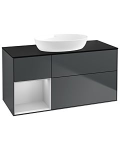 Villeroy und Boch Finion Waschtischunterschrank GA62GJHG 120cm, Abdeckplatte black matt, Emotion, Regale Light grey matt lacquer, Midnight Blue Matt Lacquer