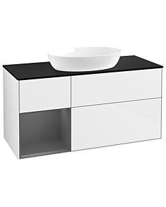 Villeroy und Boch Finion Villeroy und Boch Finion GA62GKGF 120cm, cover plate black matt, Emotion, shelves anthracite matt lacquer, glossy white lacquer