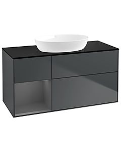 Villeroy und Boch Finion Villeroy und Boch GA62GKHG 120cm, plaque de recouvrement noire mate, Emotion, étagères Blue Matt Lacquer anthracite mat, Midnight Blue Matt Lacquer