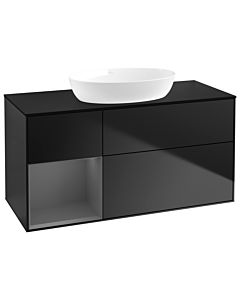 Villeroy und Boch Finion Waschtischunterschrank GA62GKPD 120cm, Abdeckplatte black matt, Emotion, Regale Anthracite matt lacquer, Black matt lacquer