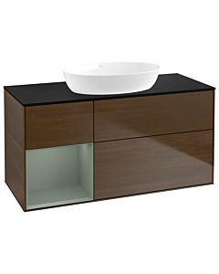 Villeroy und Boch Finion Villeroy und Boch Finion GA62GMGN 120cm, cover plate black matt, Emotion, shelves olive matt lacquer, walnut veneer