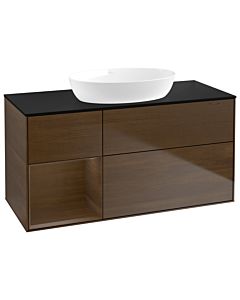 Villeroy und Boch Finion GA62GNGN 120cm, plaque de recouvrement noir mat, emotion, étagères Walnut Veneer , placage Walnut Veneer