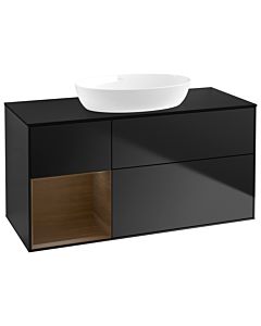 Villeroy und Boch Finion Villeroy und Boch Finion GA62GNPD 120cm, cover plate black matt, Emotion, shelves Walnut Veneer , black matt lacquer
