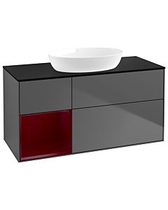 Villeroy und Boch Finion Villeroy und Boch Finion GA62HBGK 120cm, cover plate black matt, Emotion, shelves Peony matt lacquer, anthracite matt