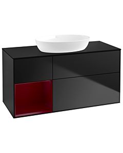 Villeroy und Boch Finion Waschtischunterschrank GA62HBPD 120cm, Abdeckplatte black matt, Emotion, Regale Peony matt lacquer, Black matt lacquer