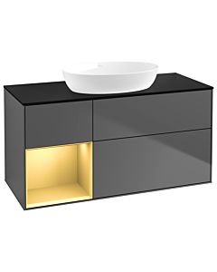 Villeroy und Boch Finion Villeroy und Boch Finion GA62HFGK 120cm, cover plate black matt, Emotion, shelves gold matt lacquer, anthracite matt