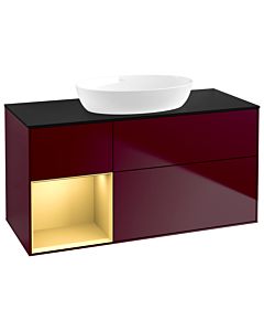 Villeroy und Boch Finion Villeroy und Boch Finion GA62HFHB 120cm, cover plate black matt, Emotion, shelves gold matt lacquer, Peony Matt