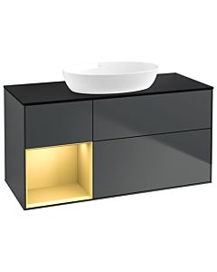 Villeroy und Boch Finion Villeroy und Boch Finion GA62HFHG 120cm, cover plate black matt, Emotion, shelves gold matt lacquer, midnight Blue Matt Lacquer