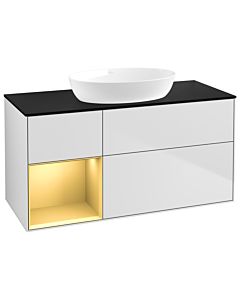 Villeroy und Boch Finion Villeroy und Boch Finion GA62HFMT 120cm, cover plate black matt, Emotion, shelves gold matt lacquer, white matt lacquer